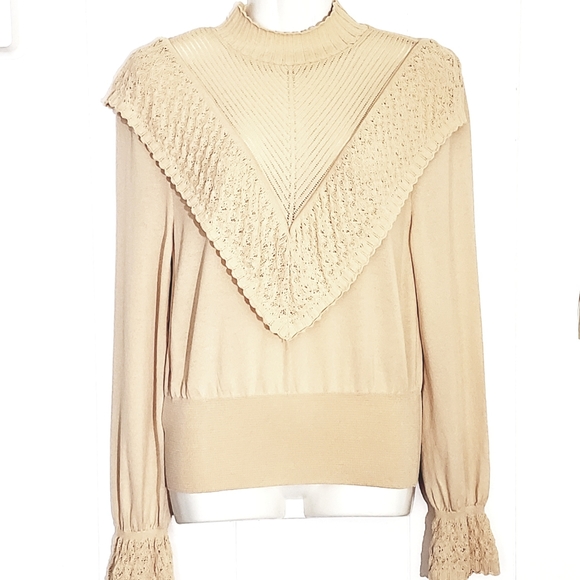 Zara Ruffled & Mock Neck Sweater Size M - Picture 1 of 4